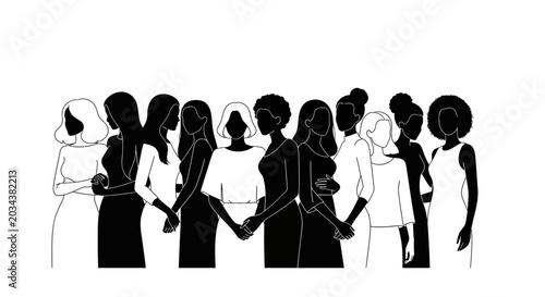 Foto Diverse group of women standing together in solidarity and unity.