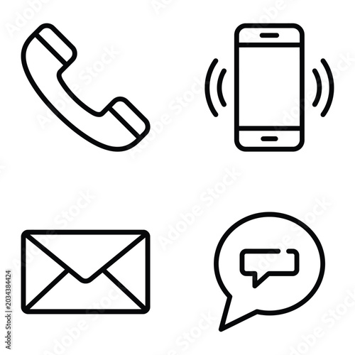 Foto Set of communication icons including telephone receiver, ringing smartphone, env