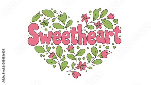 Tableau sur toile A heart shaped floral sweetheart graphic design.