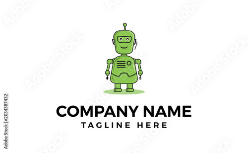 Cute robot in doodle style childish vector illustration