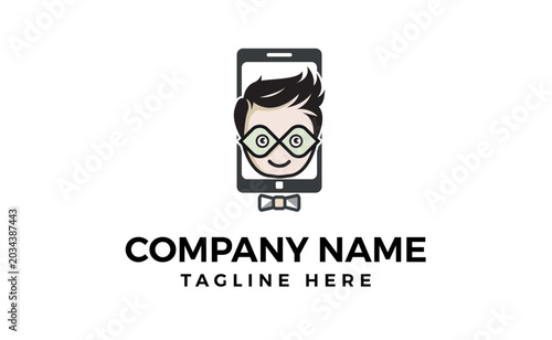 Geek Logo Design Concept Vector Geek Logo Template in Flat Color Design Style