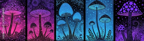 blacklight psychedelic mushrooms 