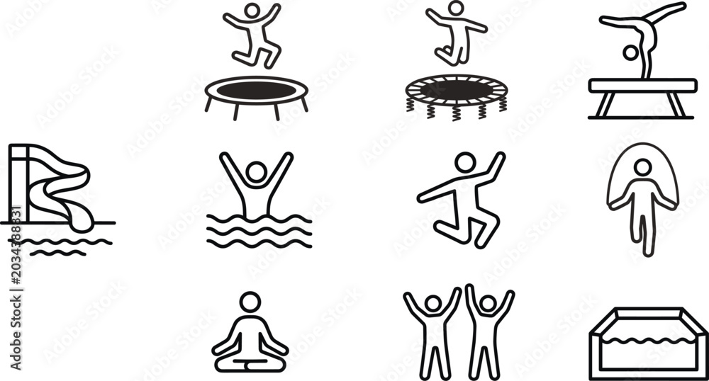 Fototapeta premium Vector set of minimalist Ferris wheel line icons and silhouettes for amusement park and carnival graphic design.eps, 