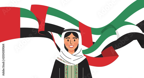 Fotografija A smiling young Emirati man wearing traditional clothing against a white background
