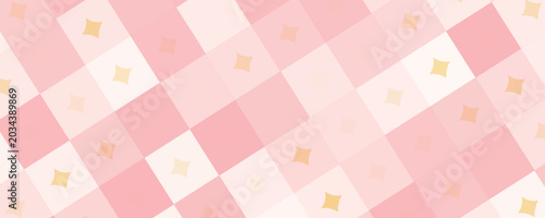 Diamond Seamless Pattern with Stars. Pink y2k checkered background with sparkling. Cute carnival print for wrapping paper