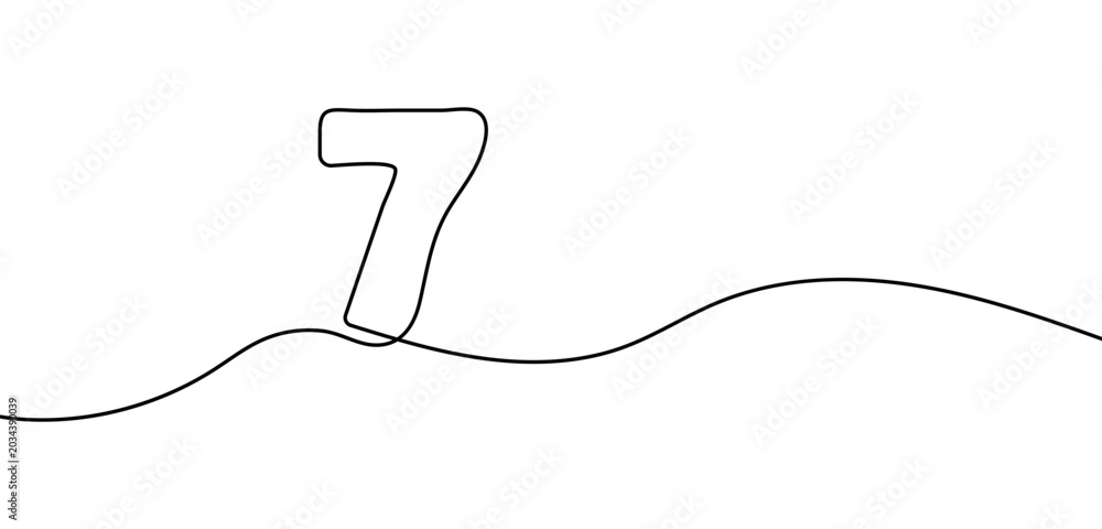 Obraz premium Seven number line art. seven number one continuous line art icon. single line number seven png and vector illustration on transparent background