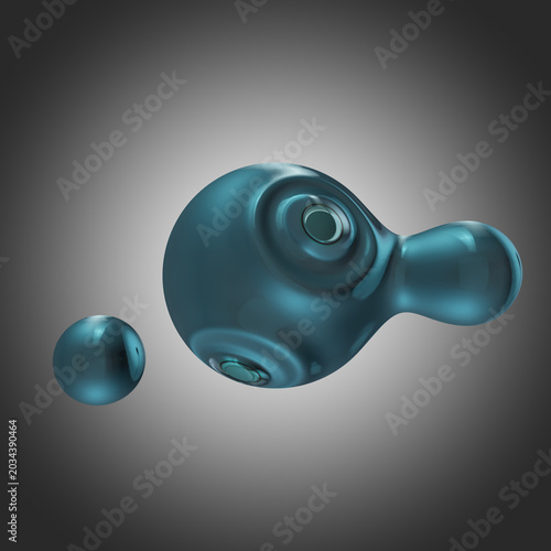 Glossy glass silver liquid organic metaballs