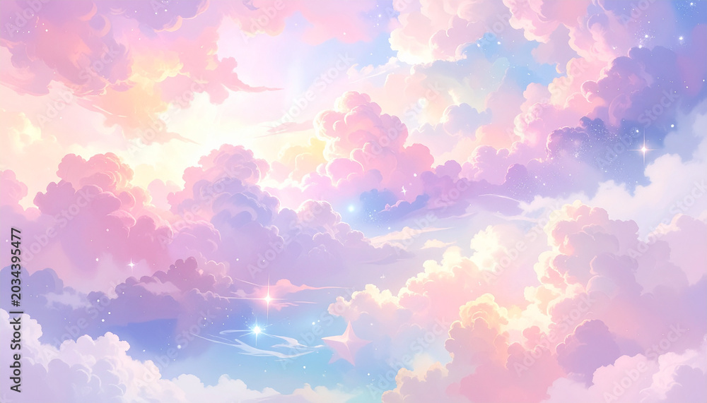 Fototapeta premium Dreamy clouds and sky illustration