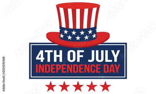 Fotografía Fourth of july emblem with uncle sam hat and american stars