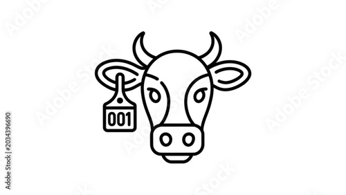 Tableau sur toile Cartoon cow with milk pail icon illustration Vector