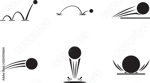 Foto Handdrawn cartoon ball bounce sequence vector with jumping motion stages isolated on white background