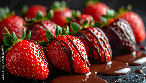 Chocolate Dipped Strawberries macro shot dramatic luxury dessert aesthetic