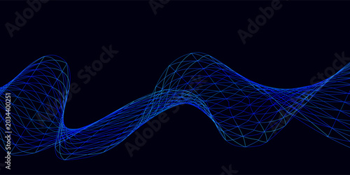 Vector abstract futuristic digital landscape with particles dots and stars on horizon. computer geometric digital connection