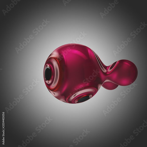 Glossy glass red liquid organic metaballs