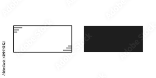 Tableau sur toile Black rectangle and outlined rectangle with text on white background