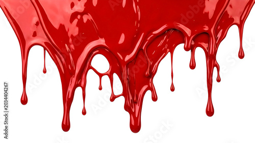 Realistic Red Glossy Paint Splash Dripping PNG — Cipratan Cat Merah Mengkilap Realistis PNG Transparan