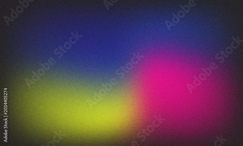Dark Blue Yellow Pink Black Abstract Grainy Background with Glowing Gradient Shape Vibrant Color Gradient Shape on Dark Grainy Background Noise Texture Poster Design