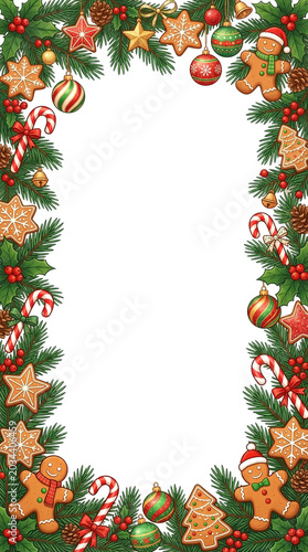 Vertical Christmas Decoration Border Frame Transparent PNG — Bingkai Border Dekorasi Natal Vertikal PNG Transparan