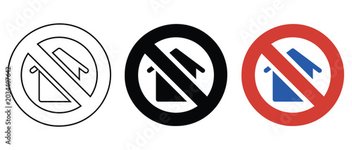 Obraz na plátně No housing ban icon set showing prohibited residence symbol in outline and colored circle versions
