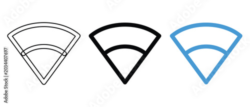 Photos Wifi connection network icon set representing wireless internet signal in outline and blue colors