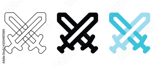 Tableau sur toile Two crossed swords icon symbolizing conflict, battle or a duel.