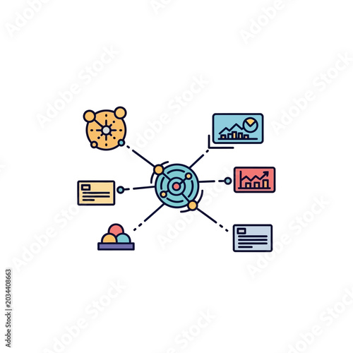 Business data analysis network conceptual illustration