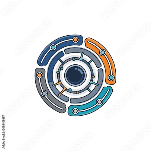 Futuristic Circular Digital Technology Interface Icon