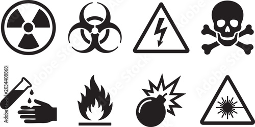 Fotografie Collection of hazardous warning signs and symbols
