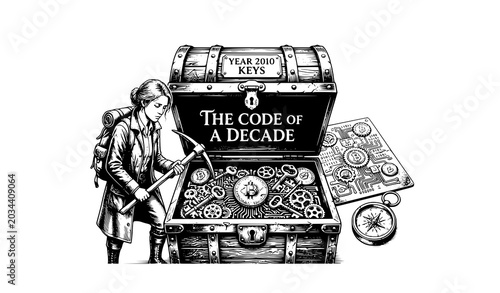 Canvas-taulu Conceptual illustration of crypto mining and digital treasure hunt for Bitcoin k