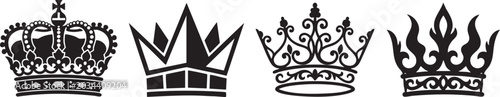 Photos Four black silhouette crowns collection royal headwear vector illustration for d