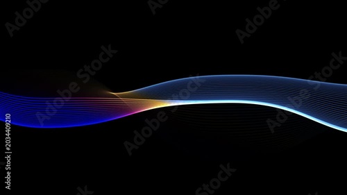 Retro wave animation on black background, futuristic light path visual effect