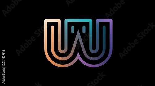 Abstract letter W gradient logo design isolated on black background