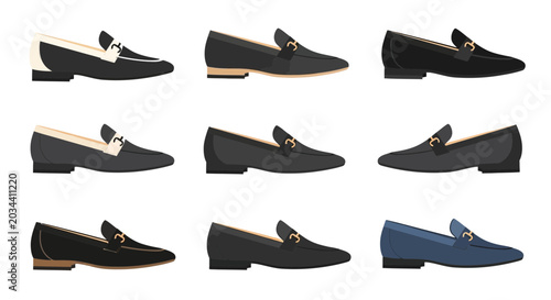 Tableau sur toile Collection of Elegant Loafer Shoes in Various Colors and Styles