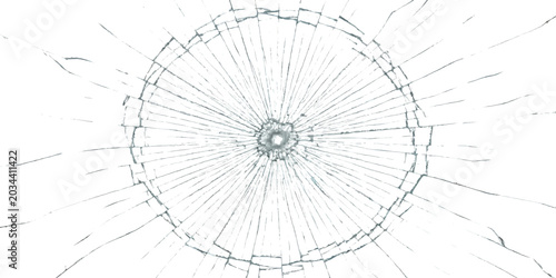 Obraz na płótnie Concentric circular shattered glass background crack texture with radial bullet