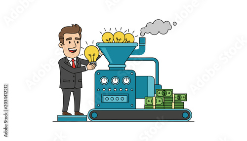 Φωτογραφία Businessman generating money with machine