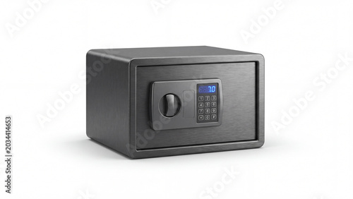 Modern electronic safe isolated on a white background for security and protection
