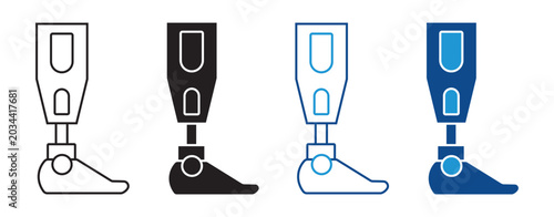 Bild auf Leinwand Prosthetic Leg Icon Set Vector Collection in Outline and Solid Style for Medical