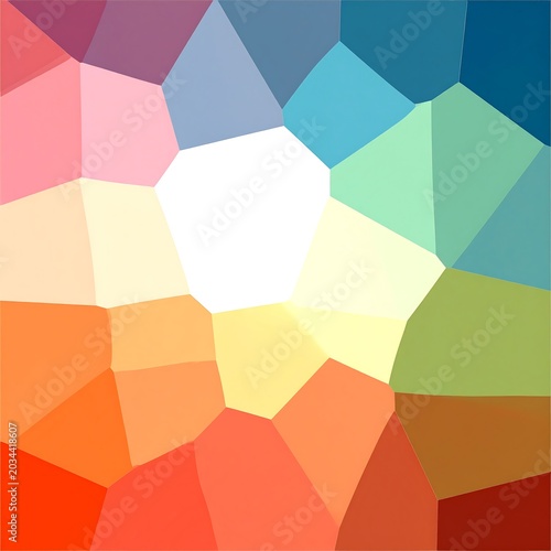 Colorful Geometric Polygon Pattern Forming Circular Gradient Background