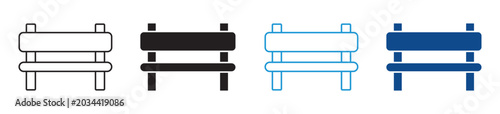 Fotografie Public Seating Icon Vector Collection in Outline and Solid Style for Urban Furni