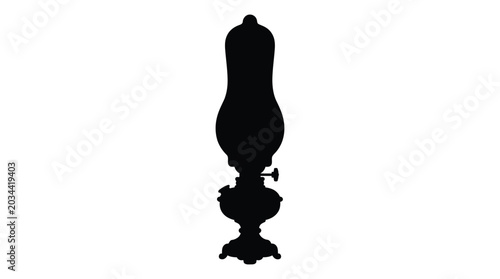 Tableau sur toile Oil lamp silhouette against a white background simple graphic design