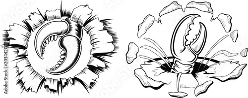 Cuadro en lienzo Crab claws illustration with seafood restaurant crustacean illustration wildlife