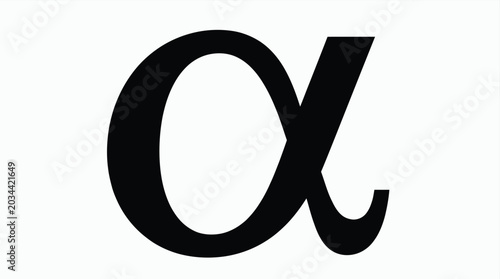 Greek letter alpha black silhouette on a white background