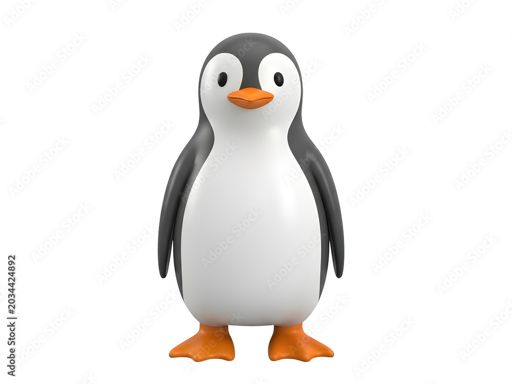 Fototapeta premium Cute baby penguin standing with orange feet
