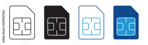 Foto SIM Card Icon Vector Collection in Outline and Solid Style for Mobile Communicat