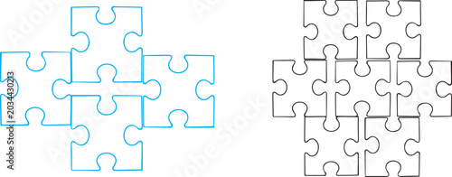 Quadro su tela Jigsaw puzzle pieces illustration