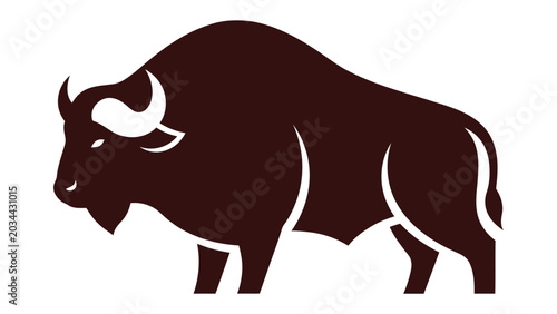 Foto Silhouette of a brown bison standing, vector graphic