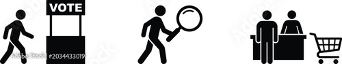 Photos Stick figure pictogram icon set representing civic voting elections investigativ