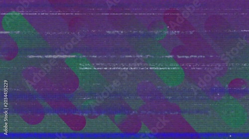 Static lines sparking glitch while caps and blobs shifting, fading, noise growing, simulating noise