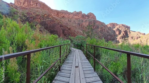 Crossing Bridge into the Canyon along the North Kaibab Trail