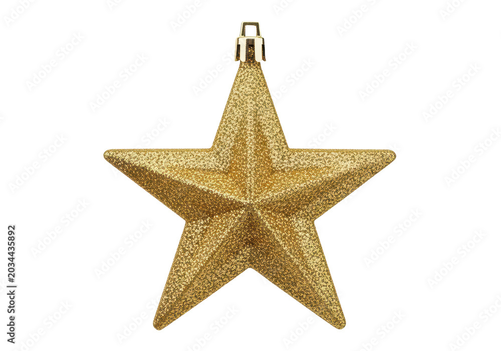 Fototapeta premium Golden glitter star ornament isolated on transparent background